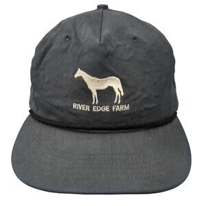 Texace River Edge Farm Slideback Rope Hat Gray One Size Embroidered Vintage USA
